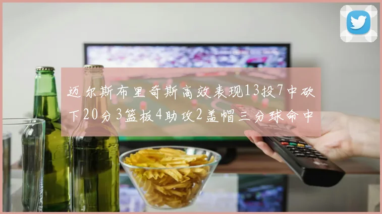 迈尔斯布里奇斯高效表现13投7中砍下20分3篮板4助攻2盖帽三分球命中率出色
